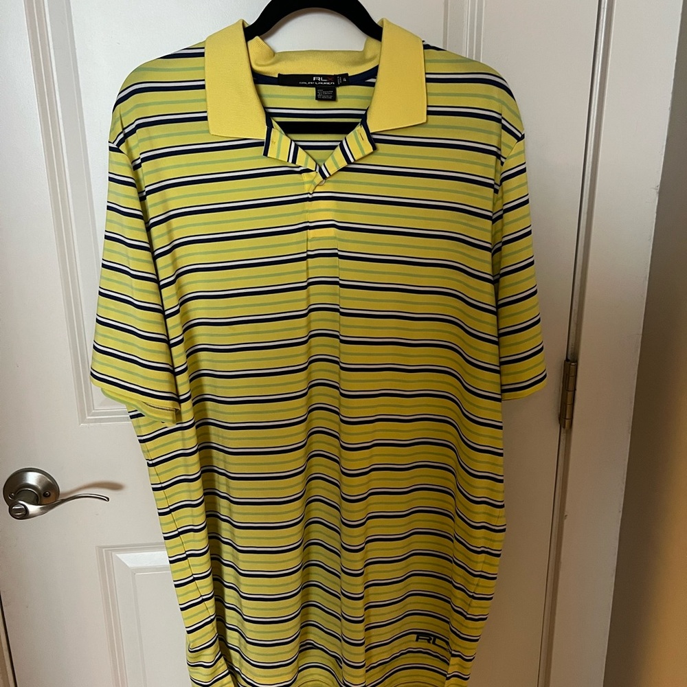 Ralph Lauren Men's Golf Shirt in Yellow with Black Stripes